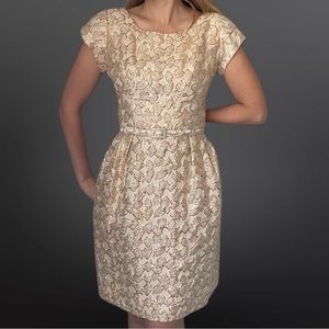 VINTAGE early 1960s gold wiggle dress with belt